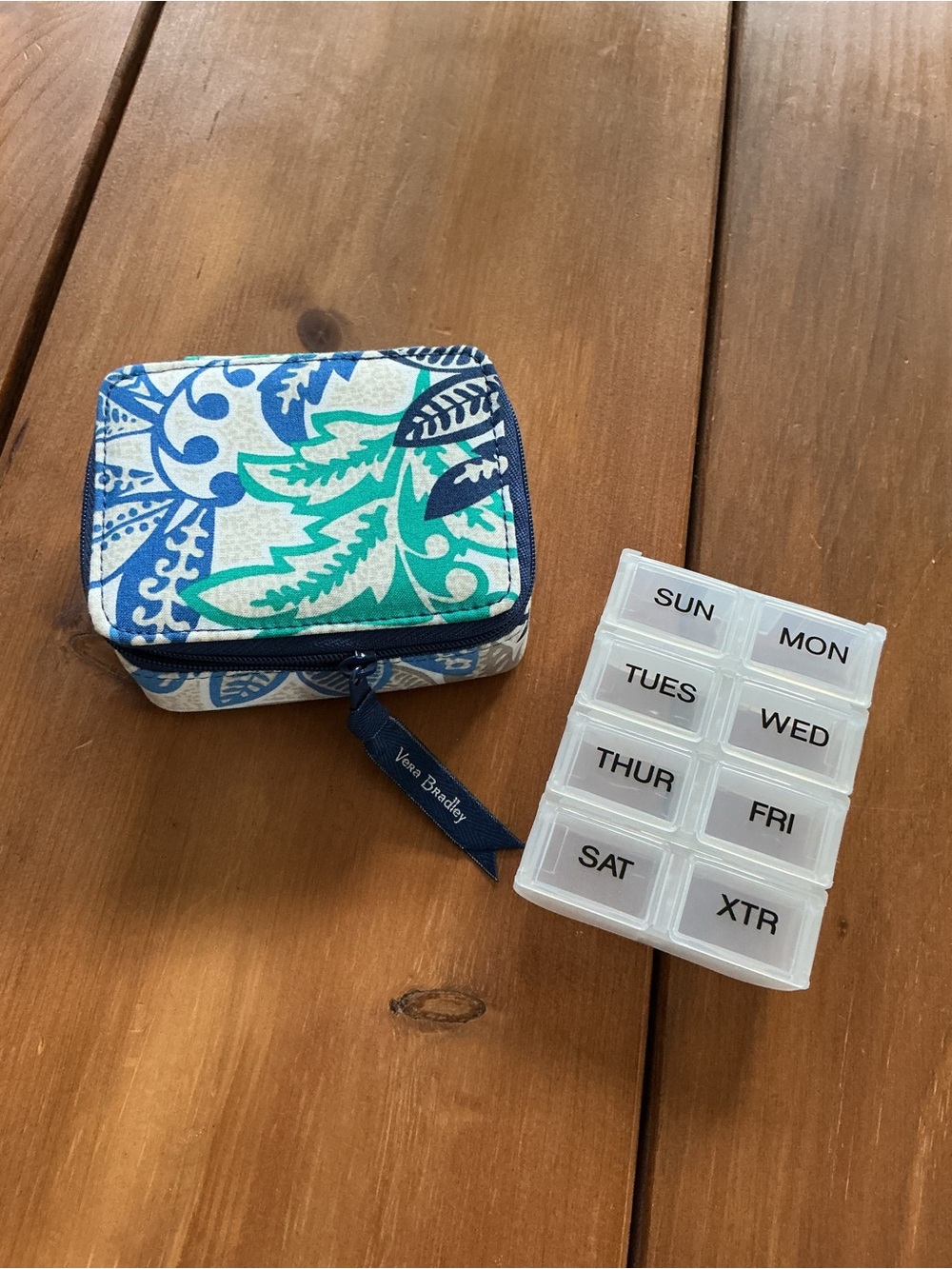 Vera Bradley Pill Organizer Travel Case, Retired Santiago Pattern
